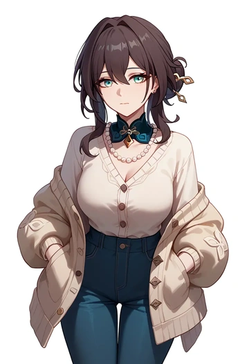 star rail,ruan mei,cardigan,oversized,wide-leg pants  - AI generated anime art